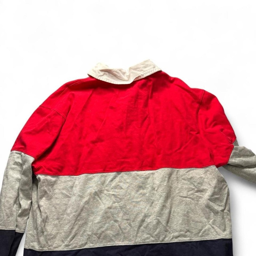Champion Reverse Weave Rugby Shirt Mens XL Colorblock Long Sleeve Red Grey Navy - Picture 7 of 7